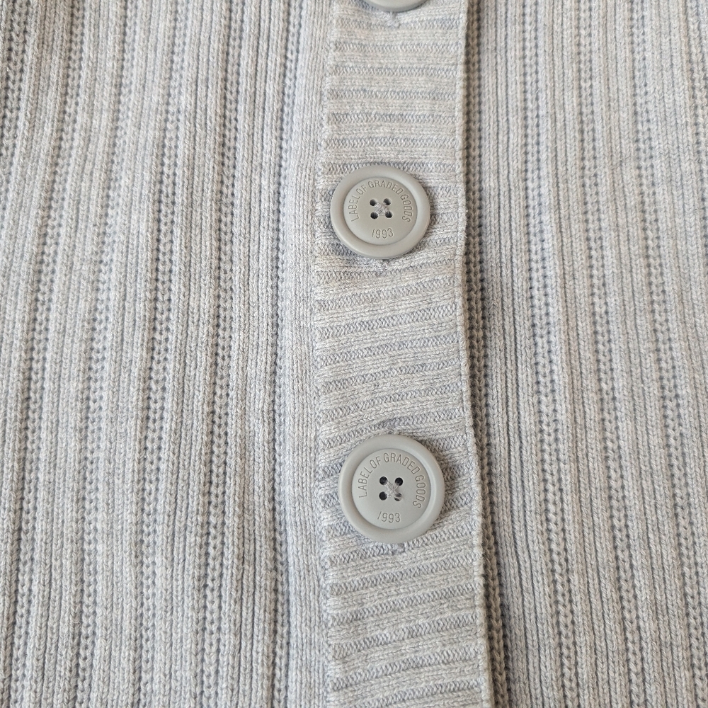 EUC L.O.G.G. Label Of Graded Goods H&M Gray Button Front Tie Waist Sweater Sz M - Picture 4 of 11